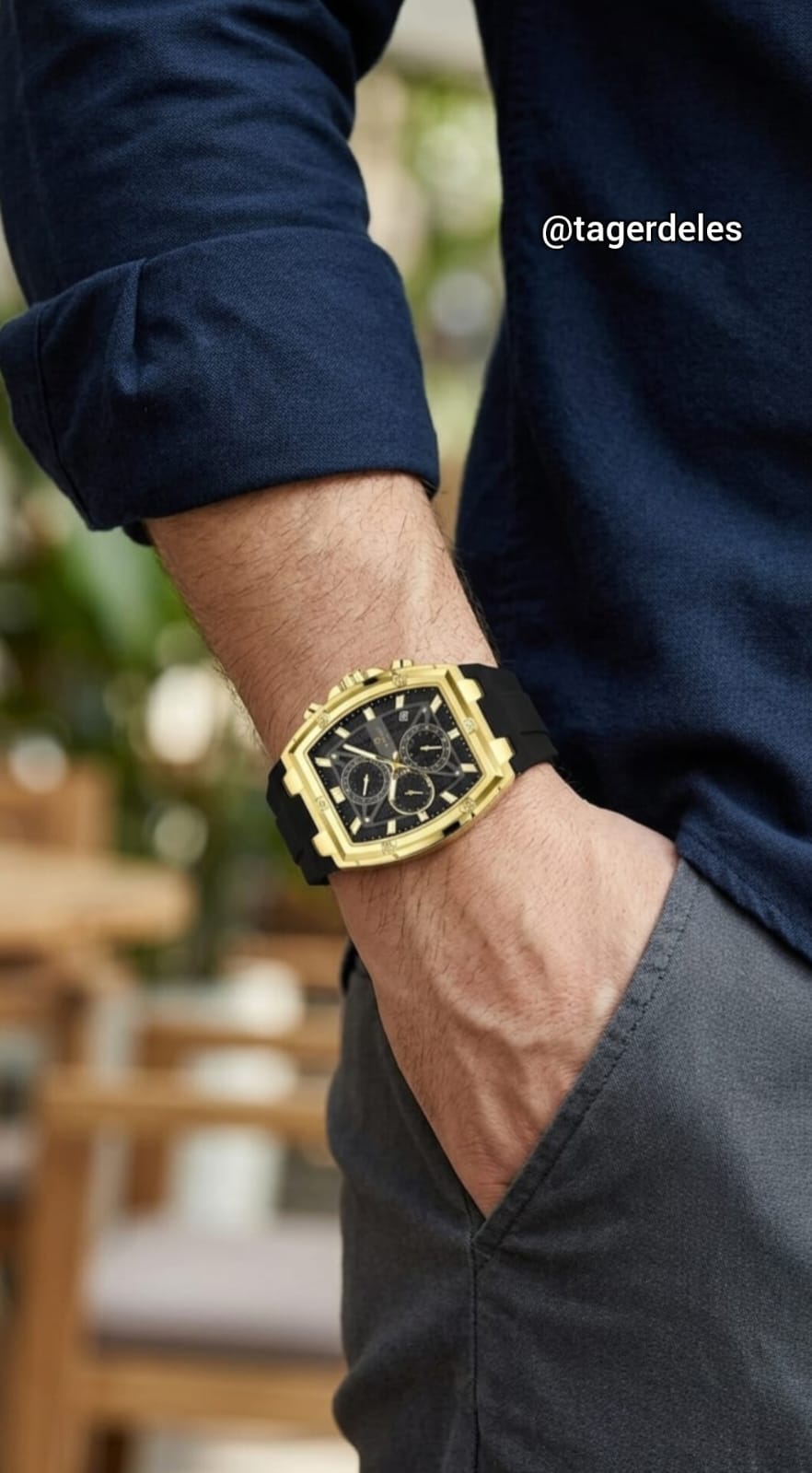 Luxury Gold Chronograph Men's Watch – Premium Silicone Strap | Waterproof Sport & Business Style